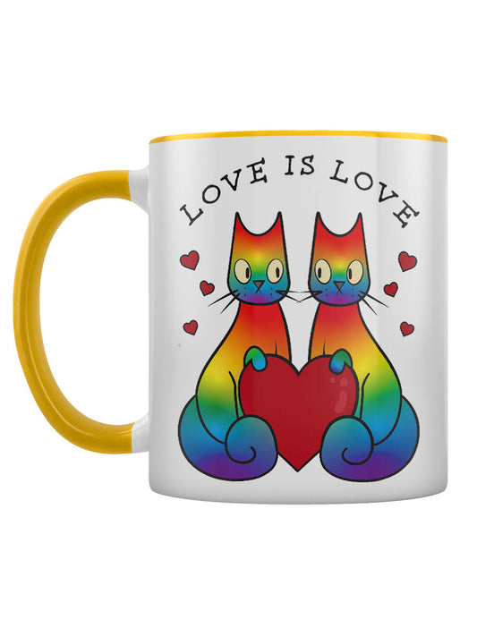 Spooky Cat Love Is Love Yellow Inner 2-Tone Mug (PRMug1469 )