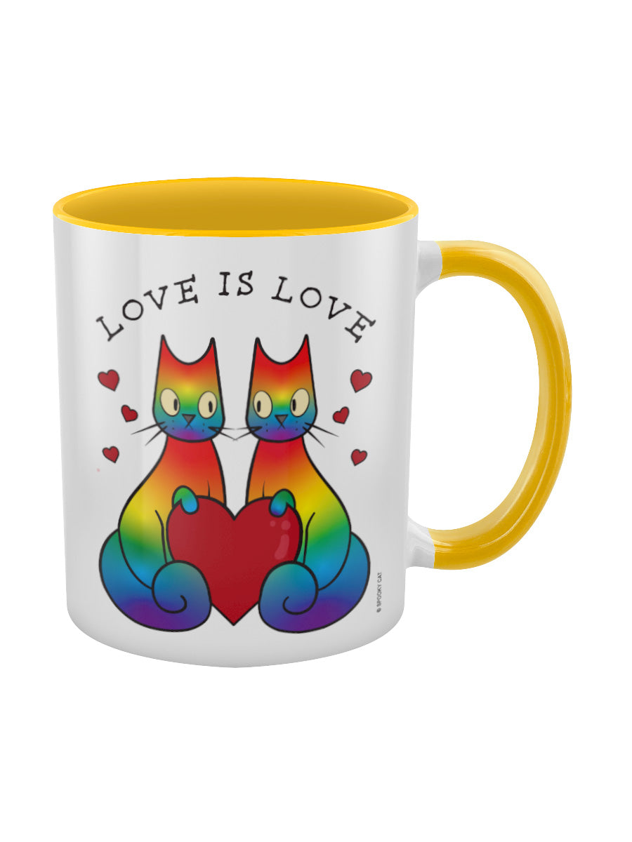 Spooky Cat Love Is Love Yellow Inner 2-Tone Mug (PRMug1469 )