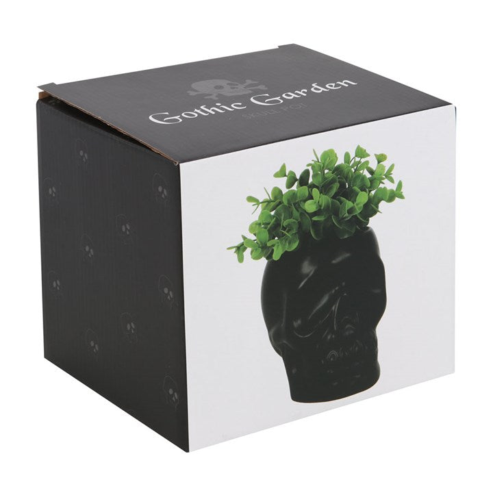 BLACK SKULL PLANT POT