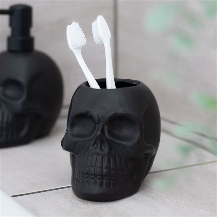 BLACK SKULL TOOTHBRUSH HOLDER