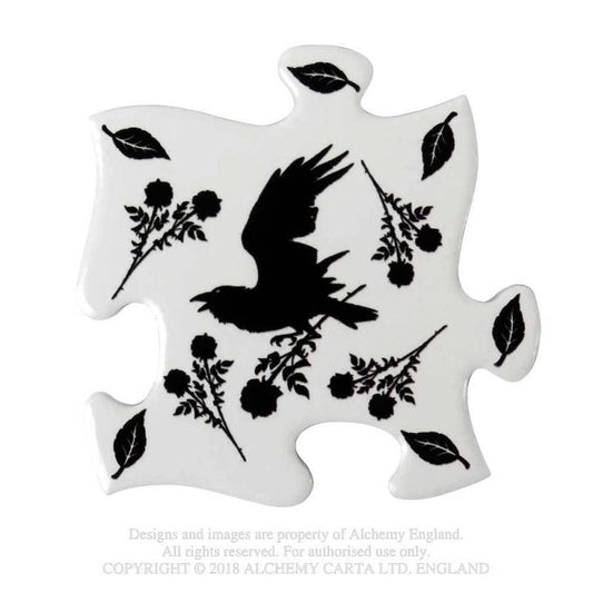 BLACK RAVEN & ROSE (CJ5) Jigsaw Coasters