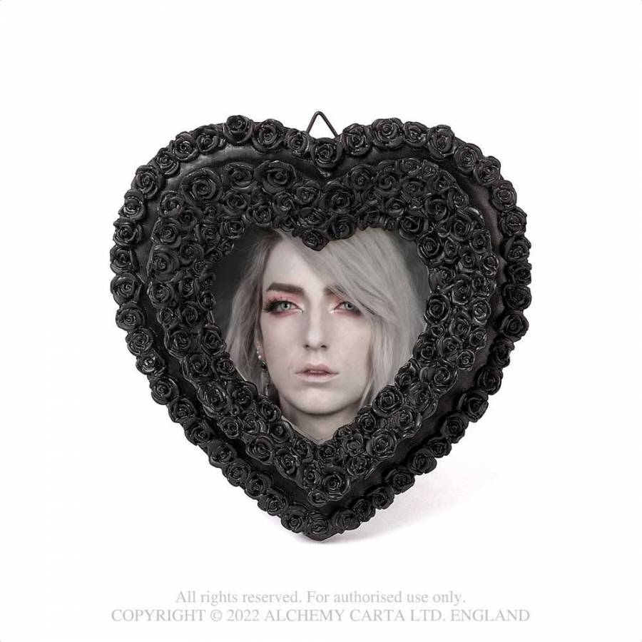 SMALL BLACK ROSE HEART PHOTO FRAME (SA21)