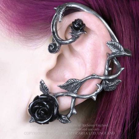 WILD BLACK ROSE EAR WRAP (E410)