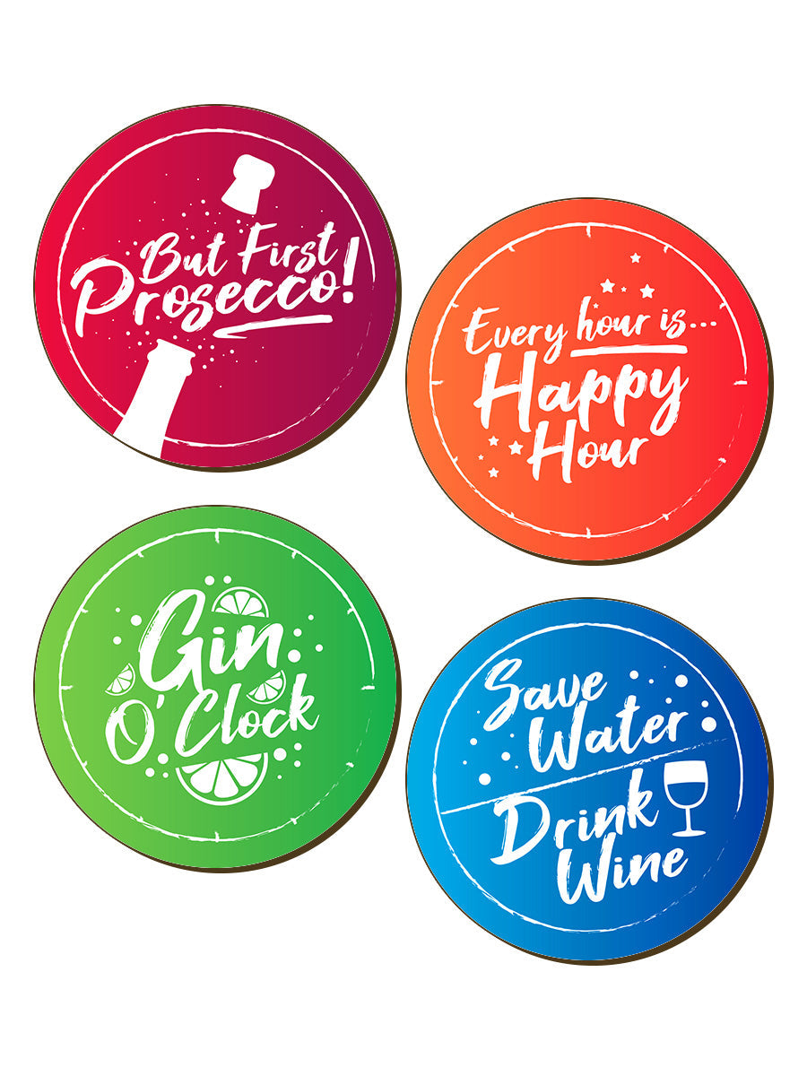 Every Hour Is Happy Hour 4 Piece Coaster Set (CSTRPK60)