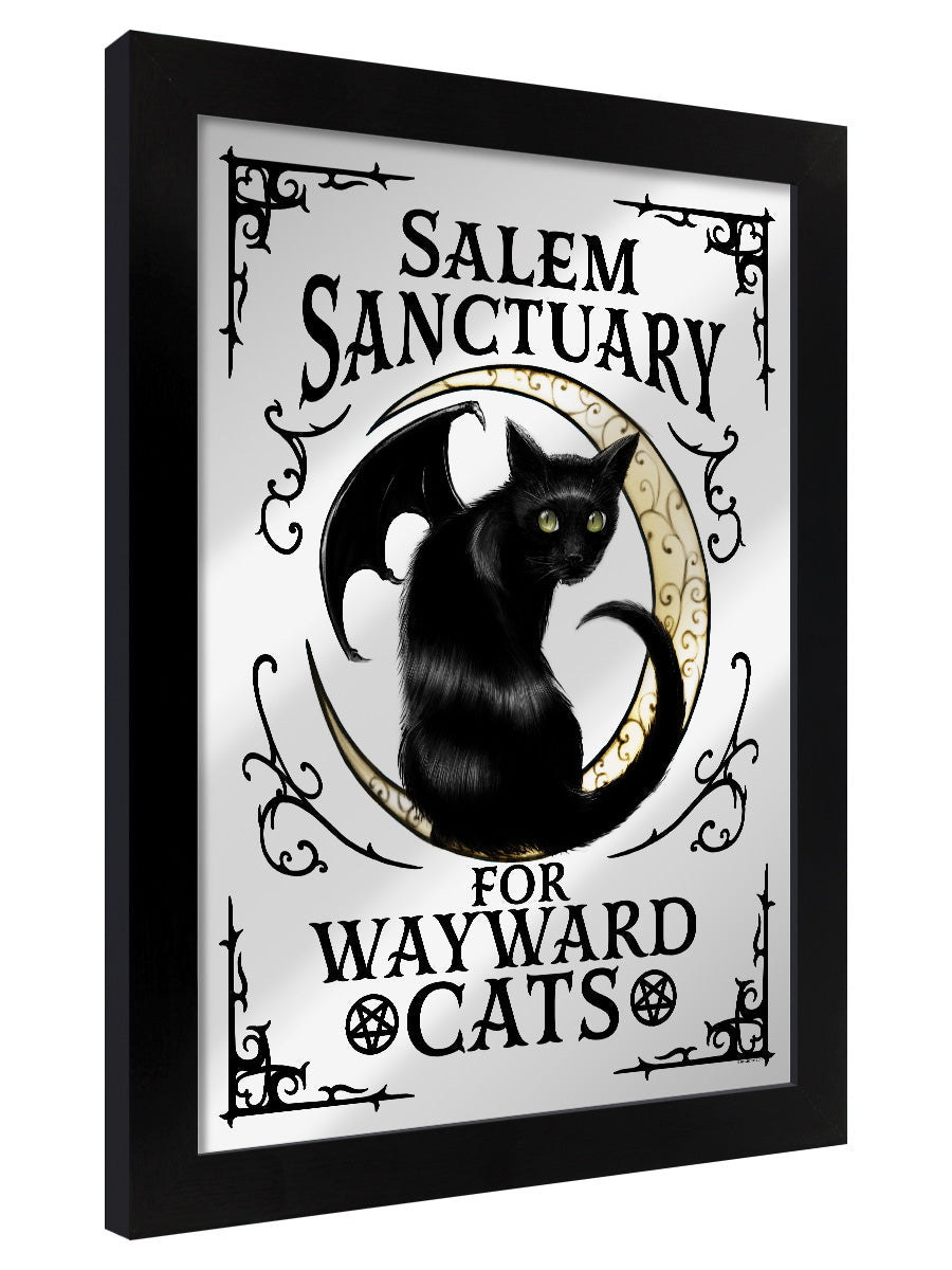 Framed Salem Sanctuary For Wayward Cats Mirrored Tin Sign (GSFM051)