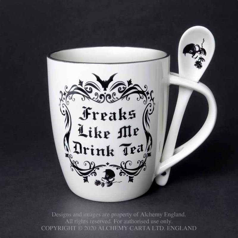 FREAKS LIKE ME DRINK TEA: MUG AND SPOON SET (ALMUG19)