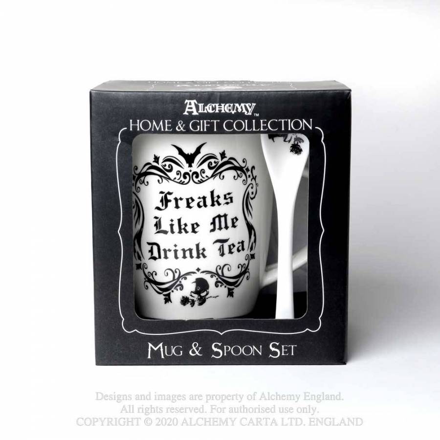 FREAKS LIKE ME DRINK TEA: MUG AND SPOON SET (ALMUG19)