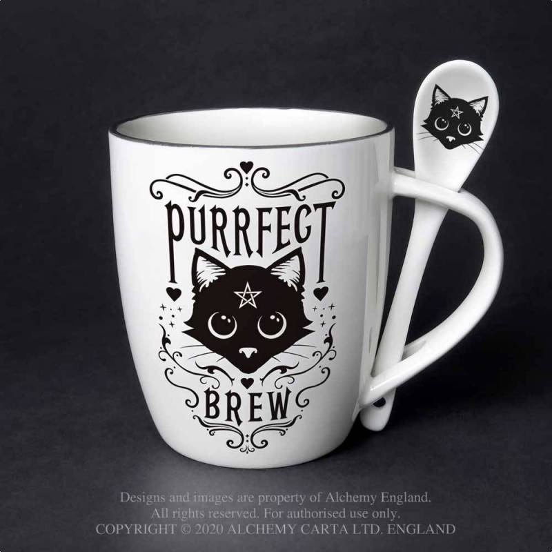 PURRFECT BREW: MUG AND SPOON SET (ALMUG20)