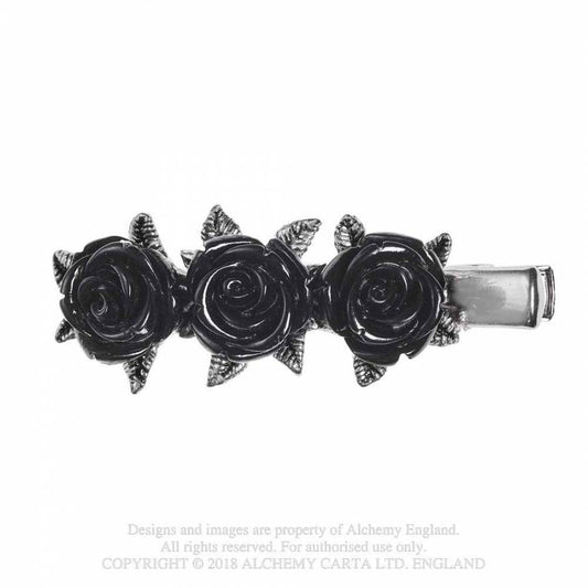 WILD BLACK ROSE Hair Slide (HH12)