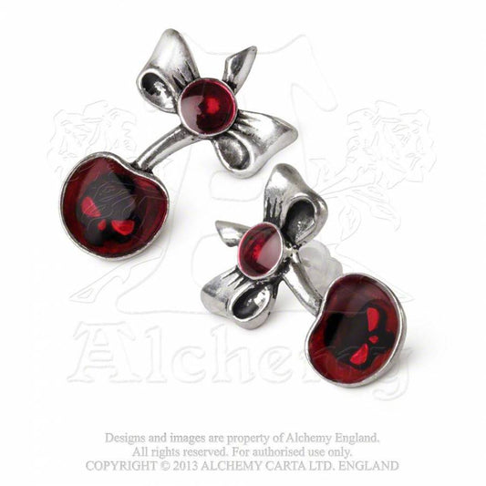Black Cherry Skull Stud Earrings (ULFE20 )