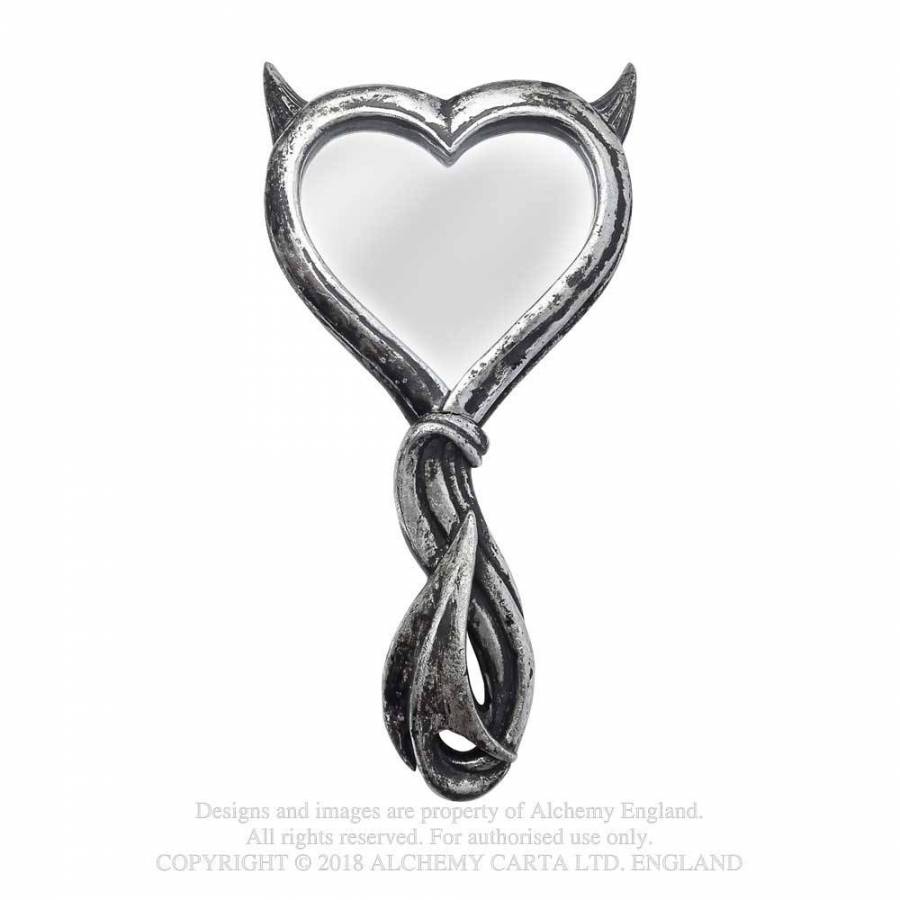 DEVIL'S HEART HAND MIRROR (BLACK) (V80B)