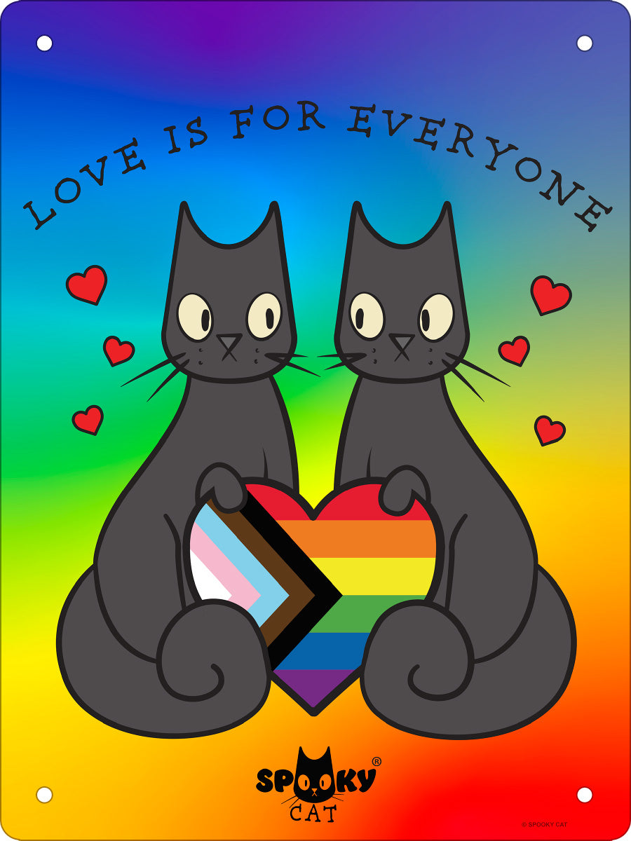 Spooky Cat Love Is For Everyone Mini Tin Sign (TSL1662)