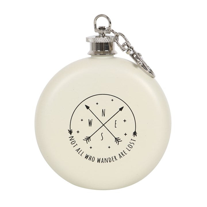 HAPPY CAMPER HIP FLASK WITH KEYRING