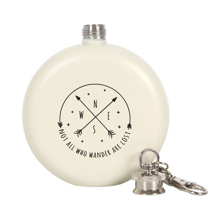 HAPPY CAMPER HIP FLASK WITH KEYRING