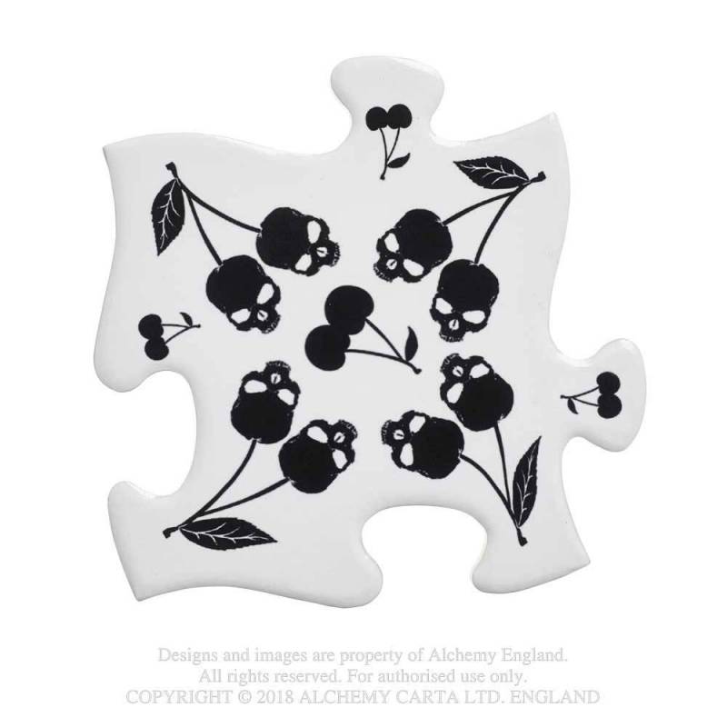 BLACK SKULL CHERRIES (CJ4) Jigsaw Coasters