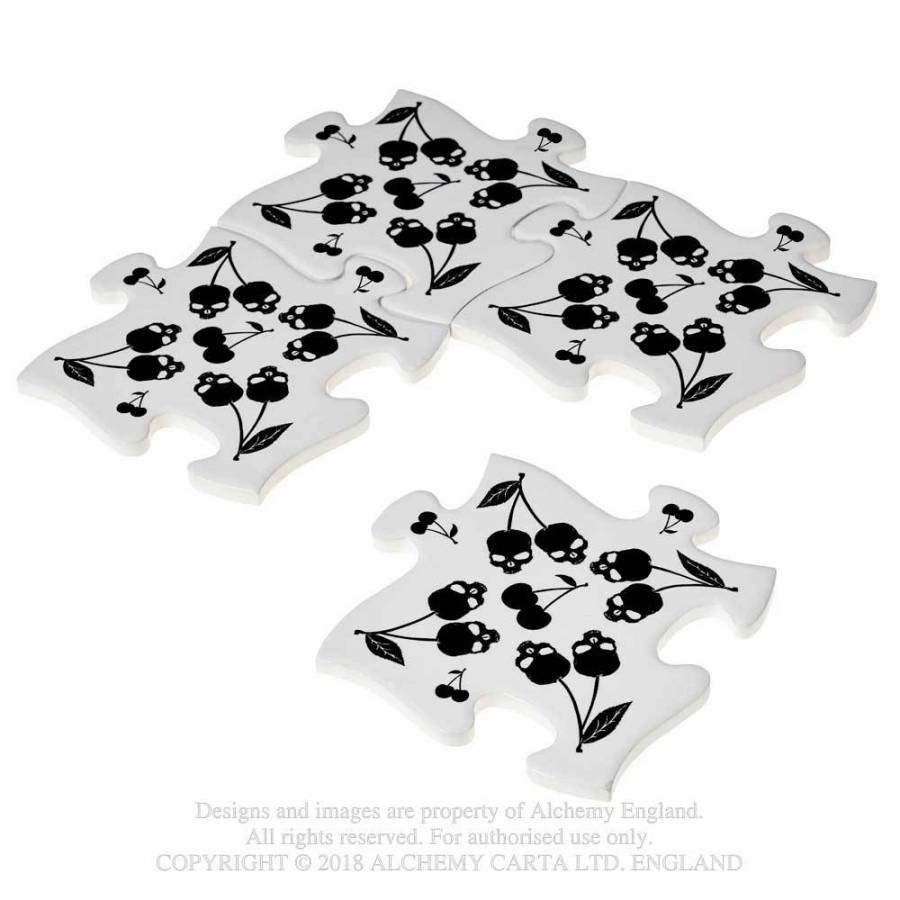 BLACK SKULL CHERRIES (CJ4) Jigsaw Coasters