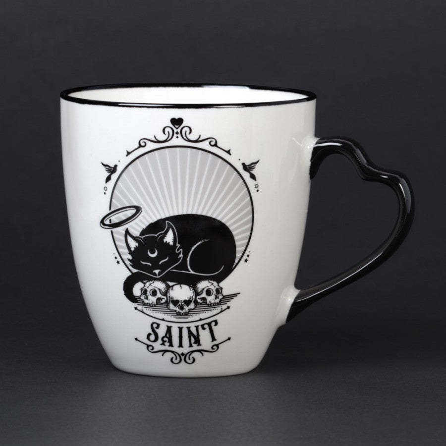 Saint/Sinner: Cat Mug with Heart Handle (ALMUG28)