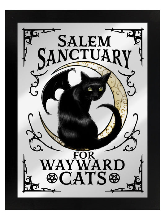 Framed Salem Sanctuary For Wayward Cats Mirrored Tin Sign (GSFM051)