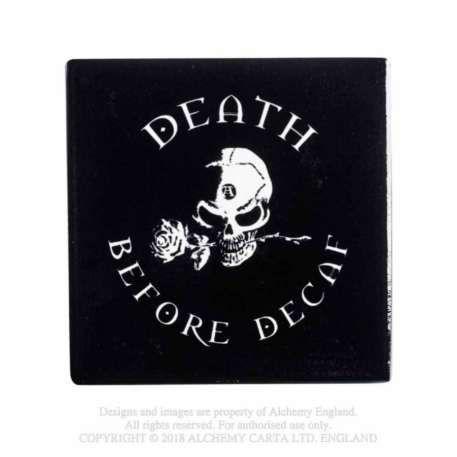 DEATH BEFORE DECAF coaster (CC7)