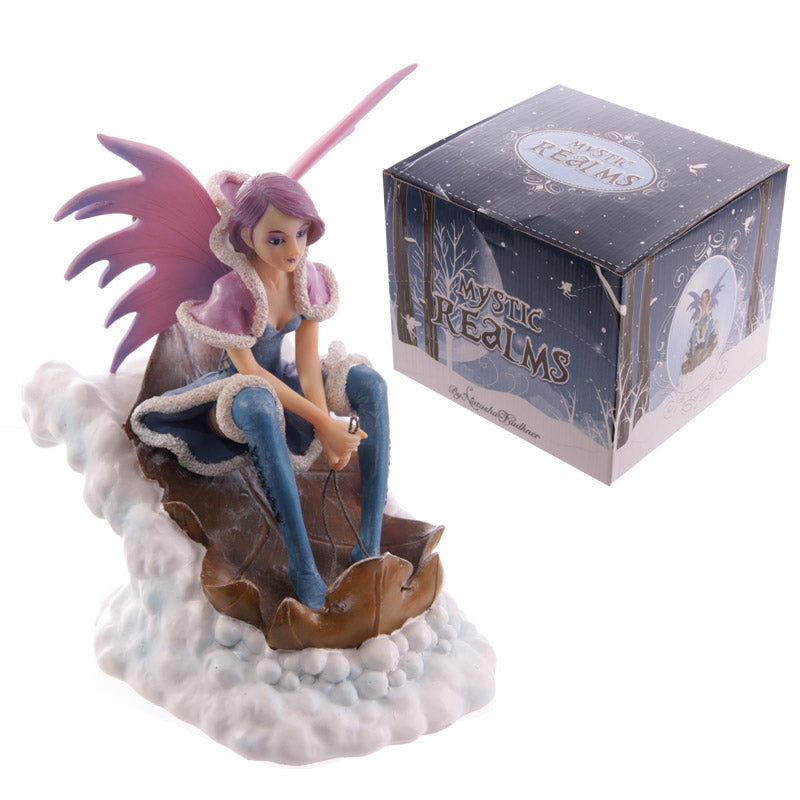 Snow fairy riding leaf sleigh Figurine (FYP124)