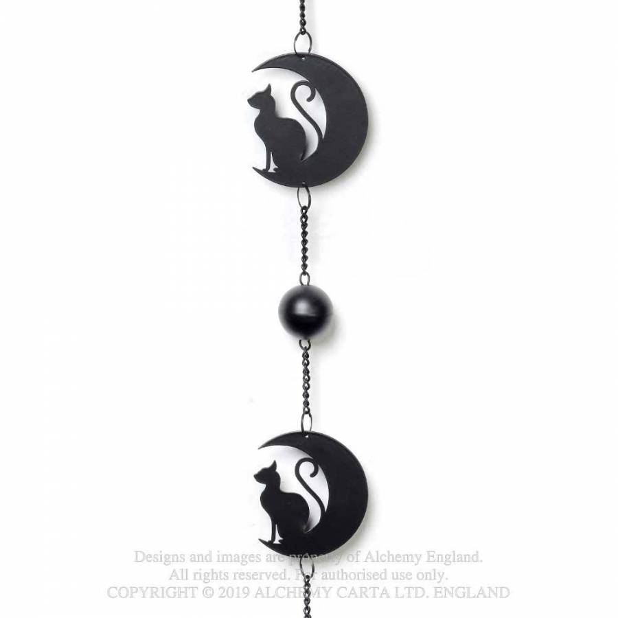 BLACK CAT AND MOON (HD9) hanging decorations/ wind chime