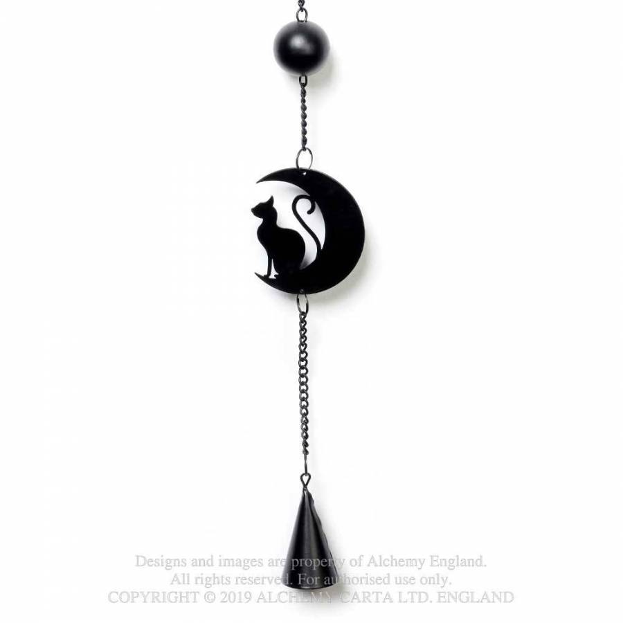 BLACK CAT AND MOON (HD9) hanging decorations/ wind chime