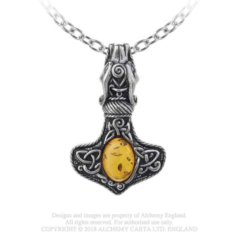 AMBER DRAGON THORHAMMER (P728) Pendant