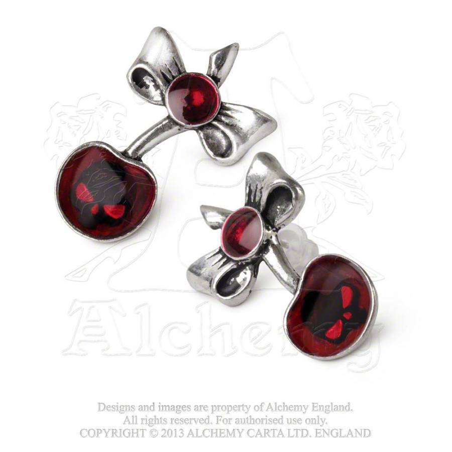 Black Cherry Skull Stud Earrings (ULFE20 )